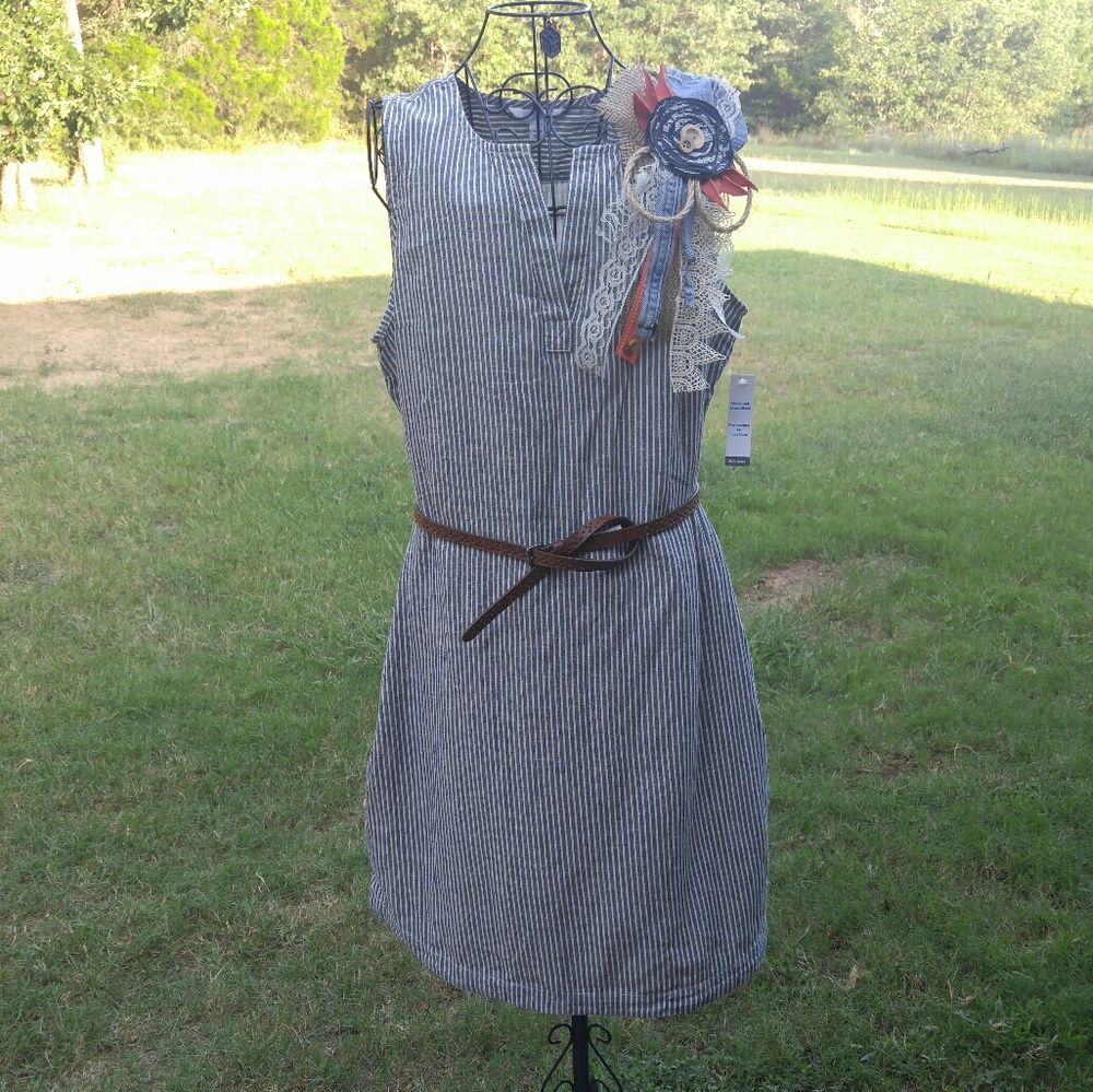 NWT Blue and White Jean Midi Dress